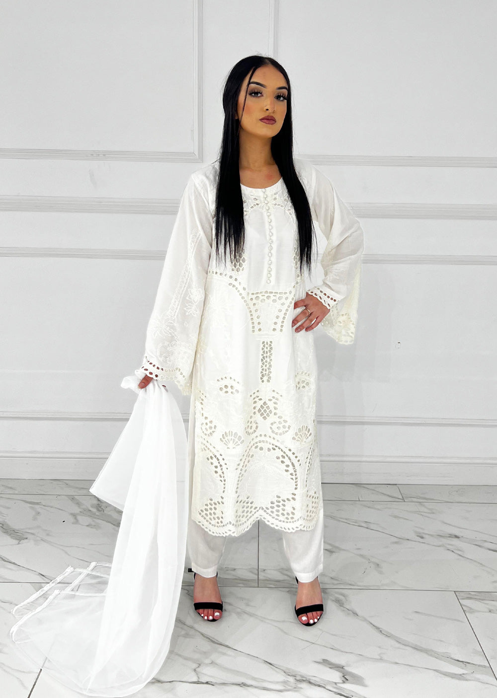 HK294 - White - Readymade HK Outfit - Memsaab Online