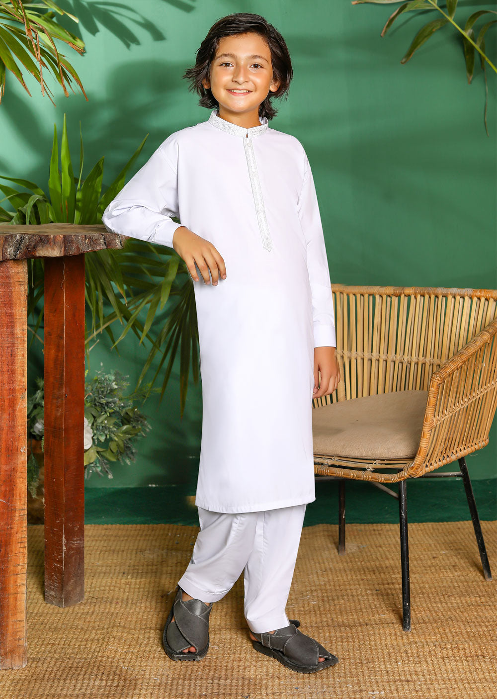 ZN2953A White Readymade Father & Son Salwar Kameez - Memsaab Online