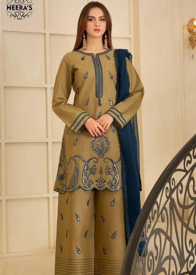 HSS-353- Readymade OLIVE SAPPHIRE Heeras Suit - Memsaab Online
