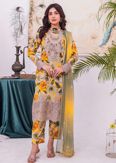 MDNA-03 - Skin Embroidered Lawn Outfit - Memsaab Online