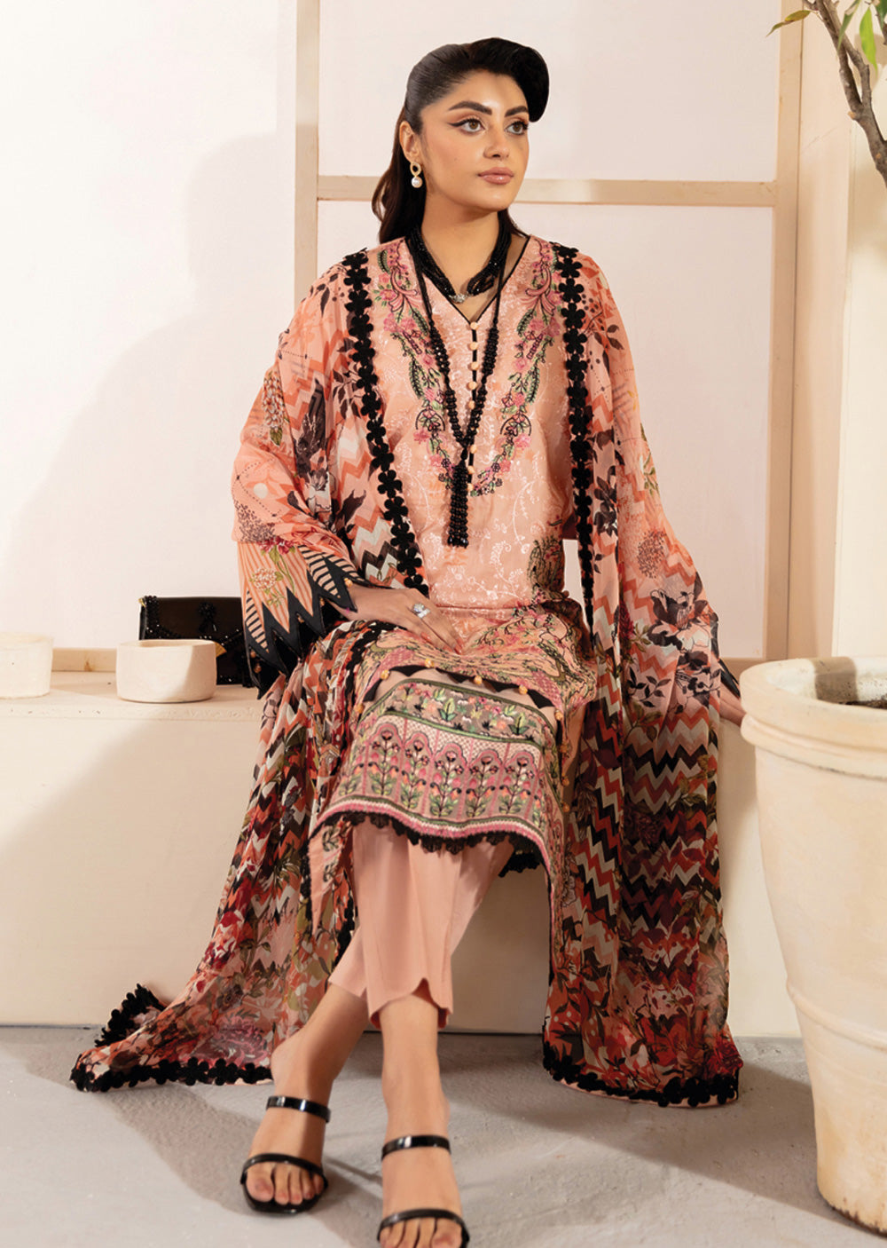 RMSHO-11 - Unstitched - Ramsha Mashaal Luxury Lawn Vol 13 - Memsaab Online