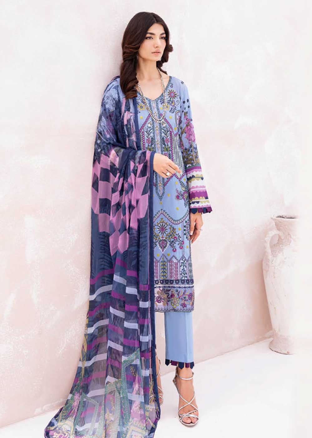 L-711-R - Readymade - Ramsha Mashaal Luxury Lawn Vol 07 2023 - Memsaab Online