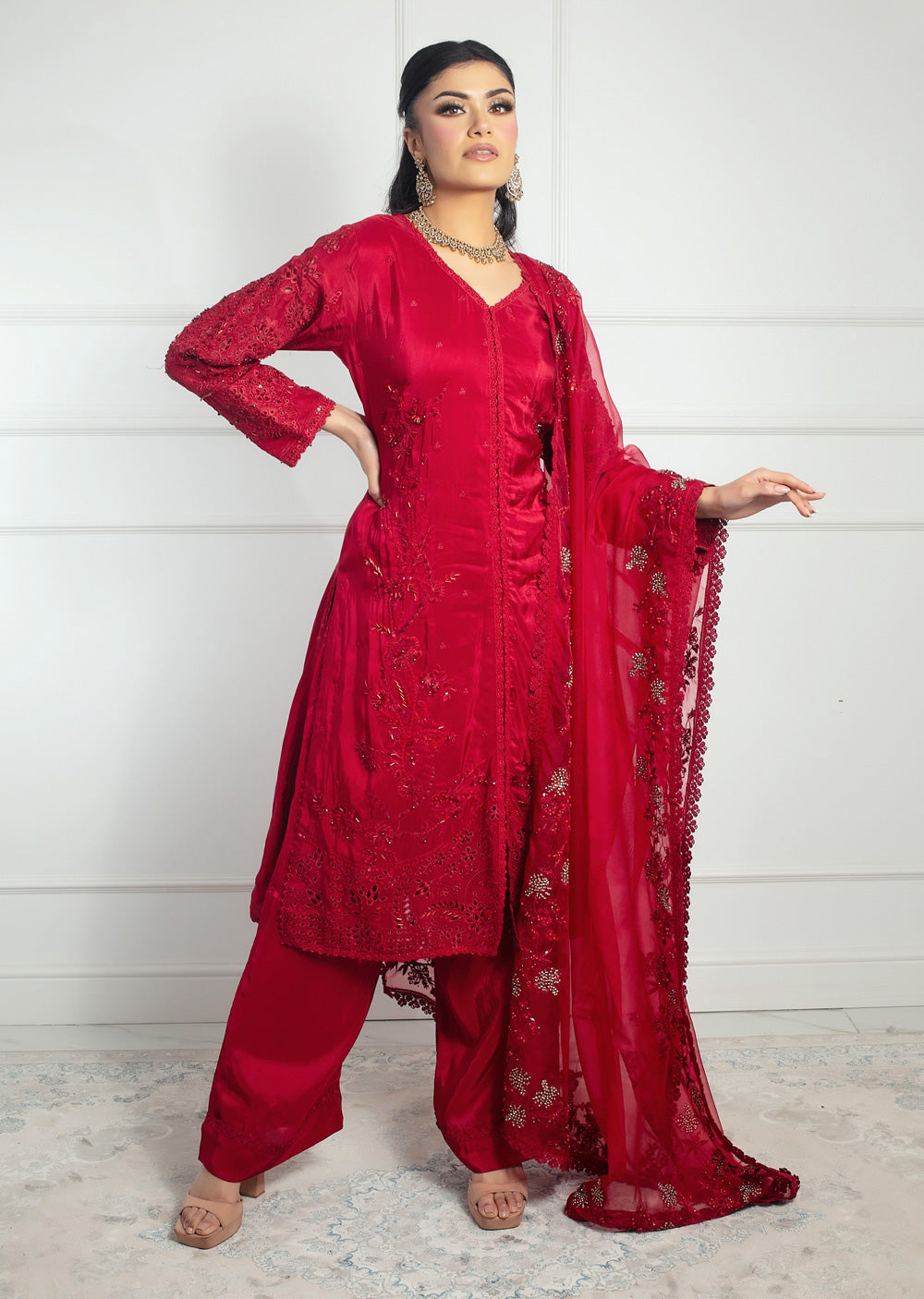 SRB1314 - Ruby - red- Sehrish.B Designer - Memsaab Online