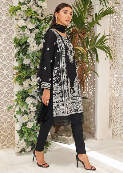 HK208 Irha Readymade Black Linen Suit - Memsaab Online