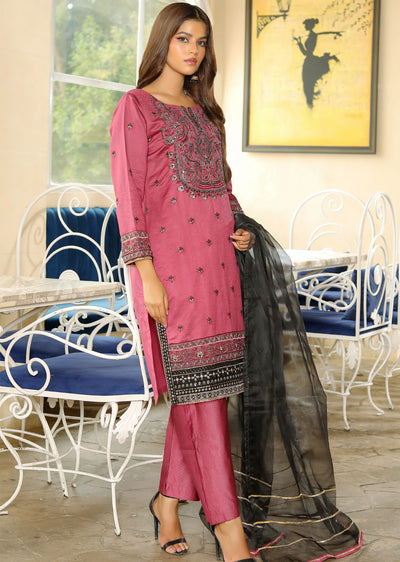 KLD312 Bahar - Pink Readymade Khadi Net Suit - Memsaab Online