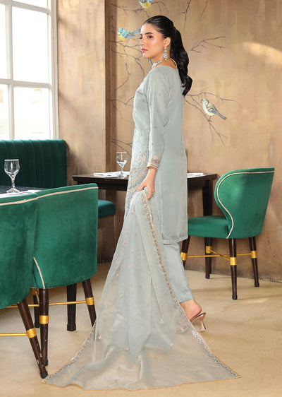 KLD323 Maya - Grey Readymade Organza Suit - Memsaab Online