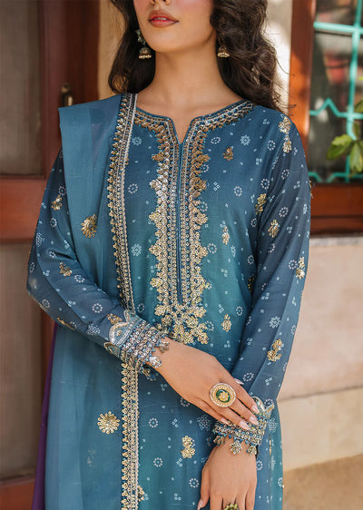 IZKN-11 - Blue - Readymade - Bandhani Chiffon Collection by Iznik 2025 - Memsaab Online