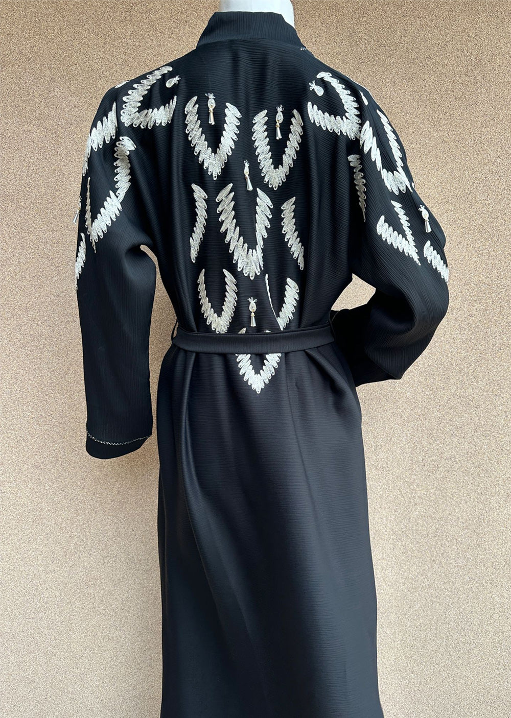 TAYB-07 - White/Beige - Embroidered Back Moroccan Style - Tayyab Abaya 2025 - Memsaab Online