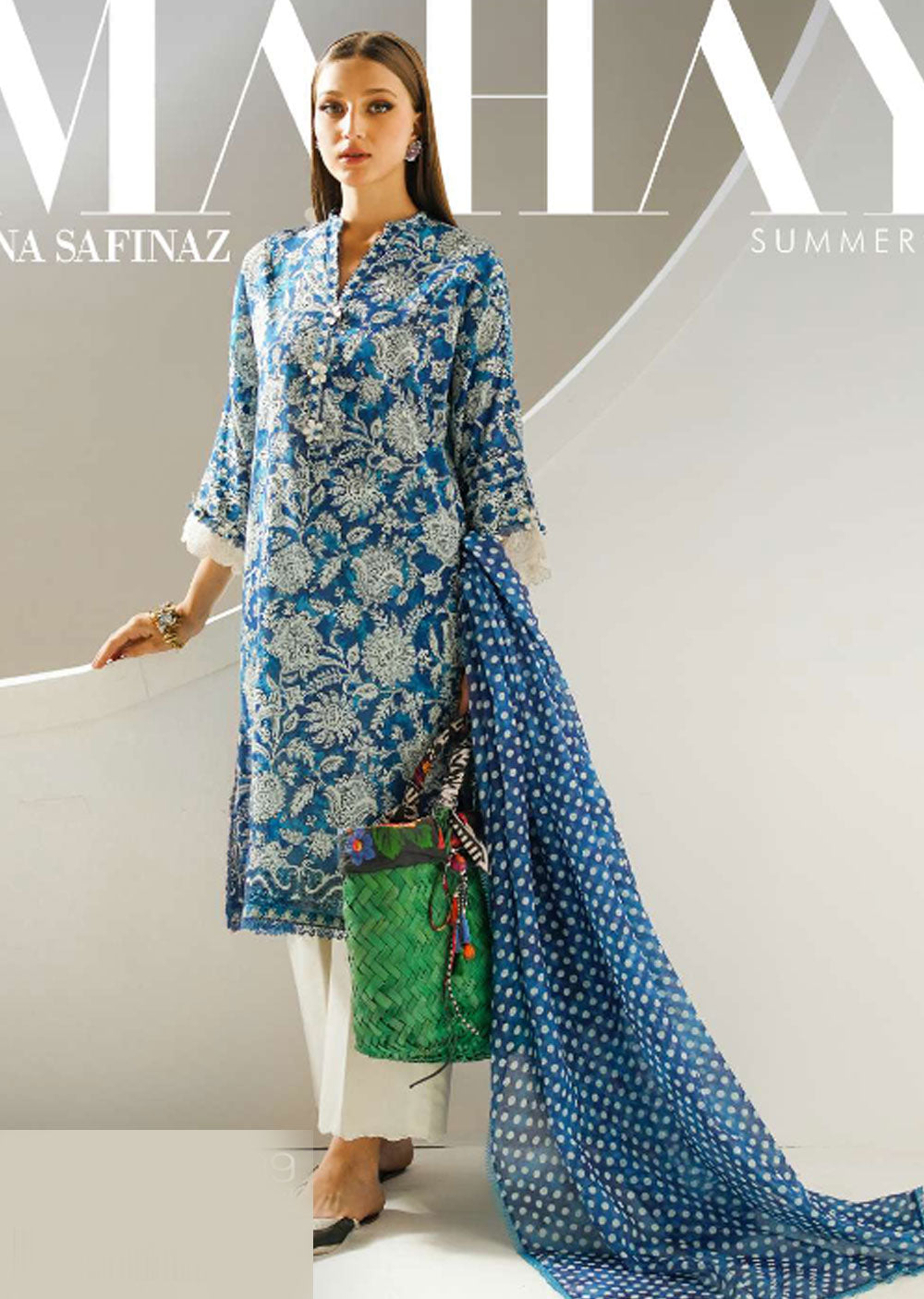 MZN-11-B - Unstitched - Mahay Summer Collection by Sana Safinaz 2023 - Memsaab Online