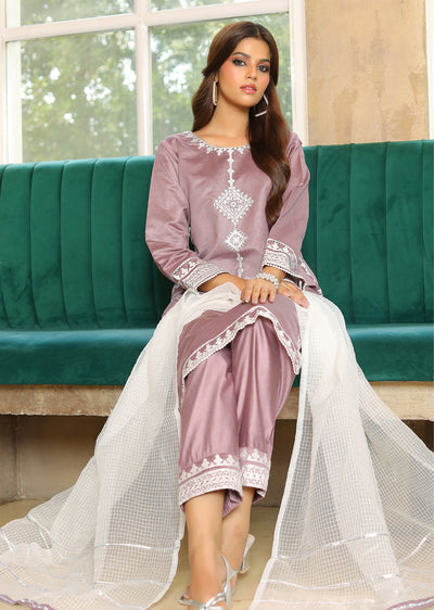 KLD303 Aynoor - Lilac Readymade Khadi Net Suit - Memsaab Online