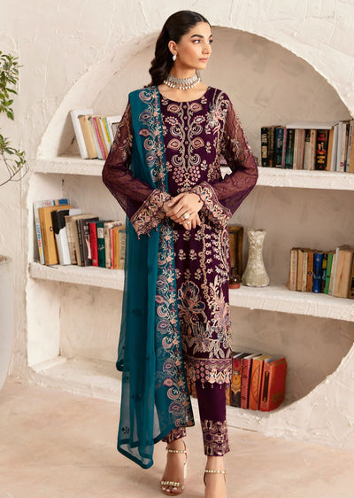 D-1211 - Unstitched - Rangoon by Ramsha Chiffon Collection Vol 12 2024 - Memsaab Online