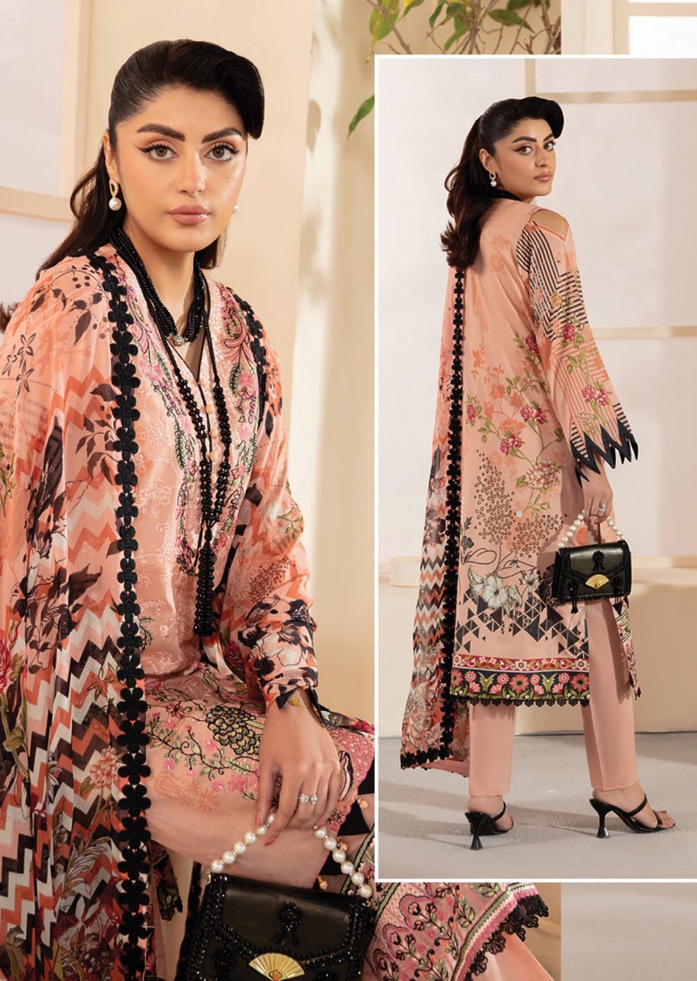 RMSHO-11 - Unstitched - Ramsha Mashaal Luxury Lawn Vol 13 - Memsaab Online