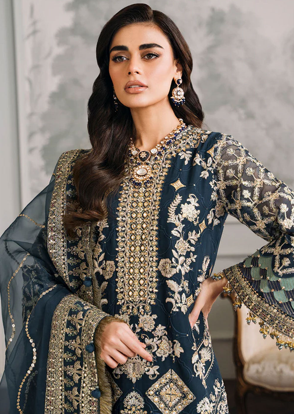 CH12-01 - Readymade - Baroque Chiffon Suit 2024 - Memsaab Online