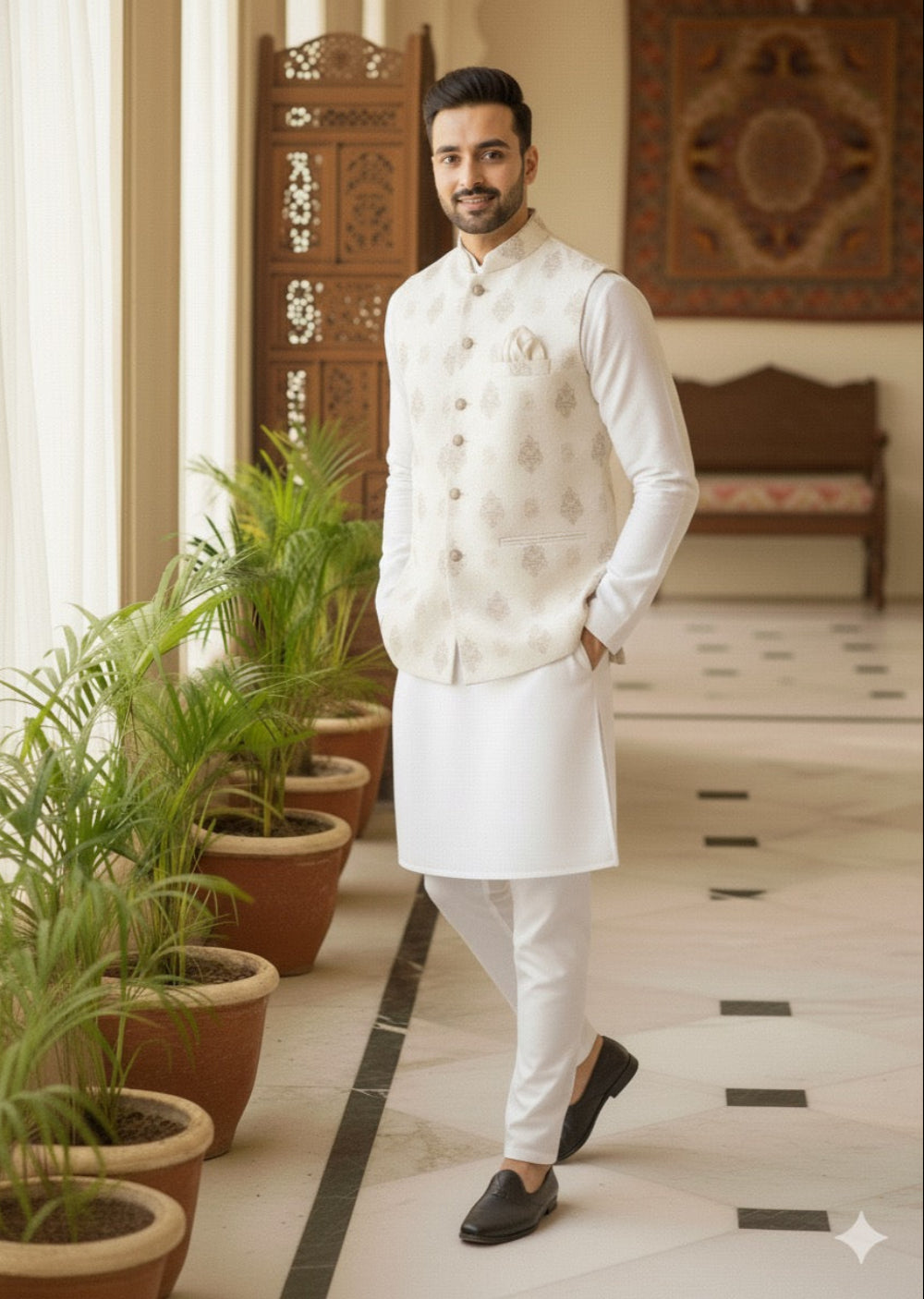 GS-5078 Readymade Elegant Embroidered Waistcoat 2025 - Memsaab Online