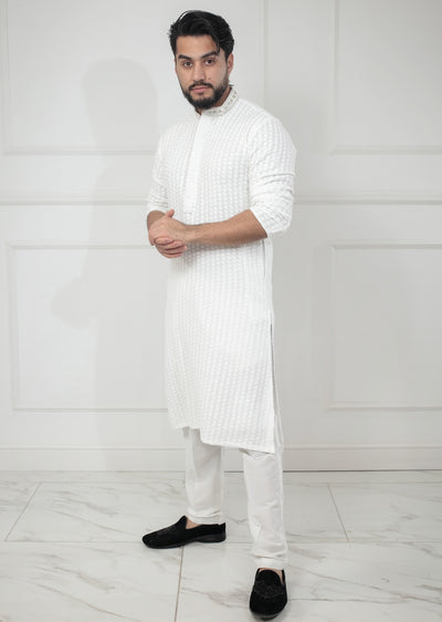 AK204 Father & Son White Kurta Trouser - Memsaab Online