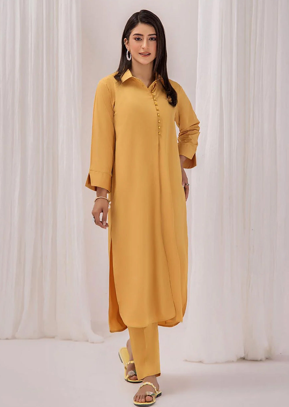 F-139 - Yellow - Readymade - Khuda Baksh Ouftit - Memsaab Online