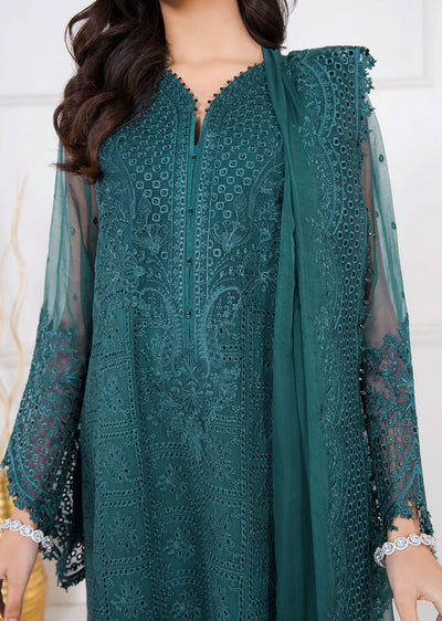 UF-338 - Readymade - Baroque Embroidered Schiffli Chiffon Suit 2024 - Memsaab Online