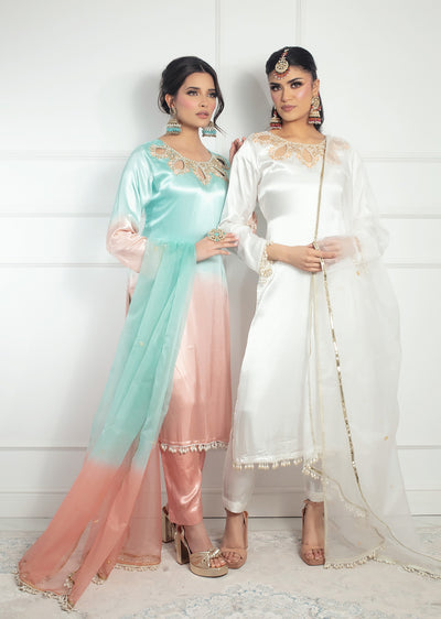 SRB1304 - Aleesha - White Tie Dye - Sehrish.B Designer - Memsaab Online