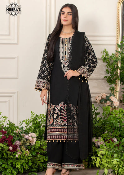 HSS-172 - Readymade - Black Majestic Embroidery suit by Heeras - Memsaab Online