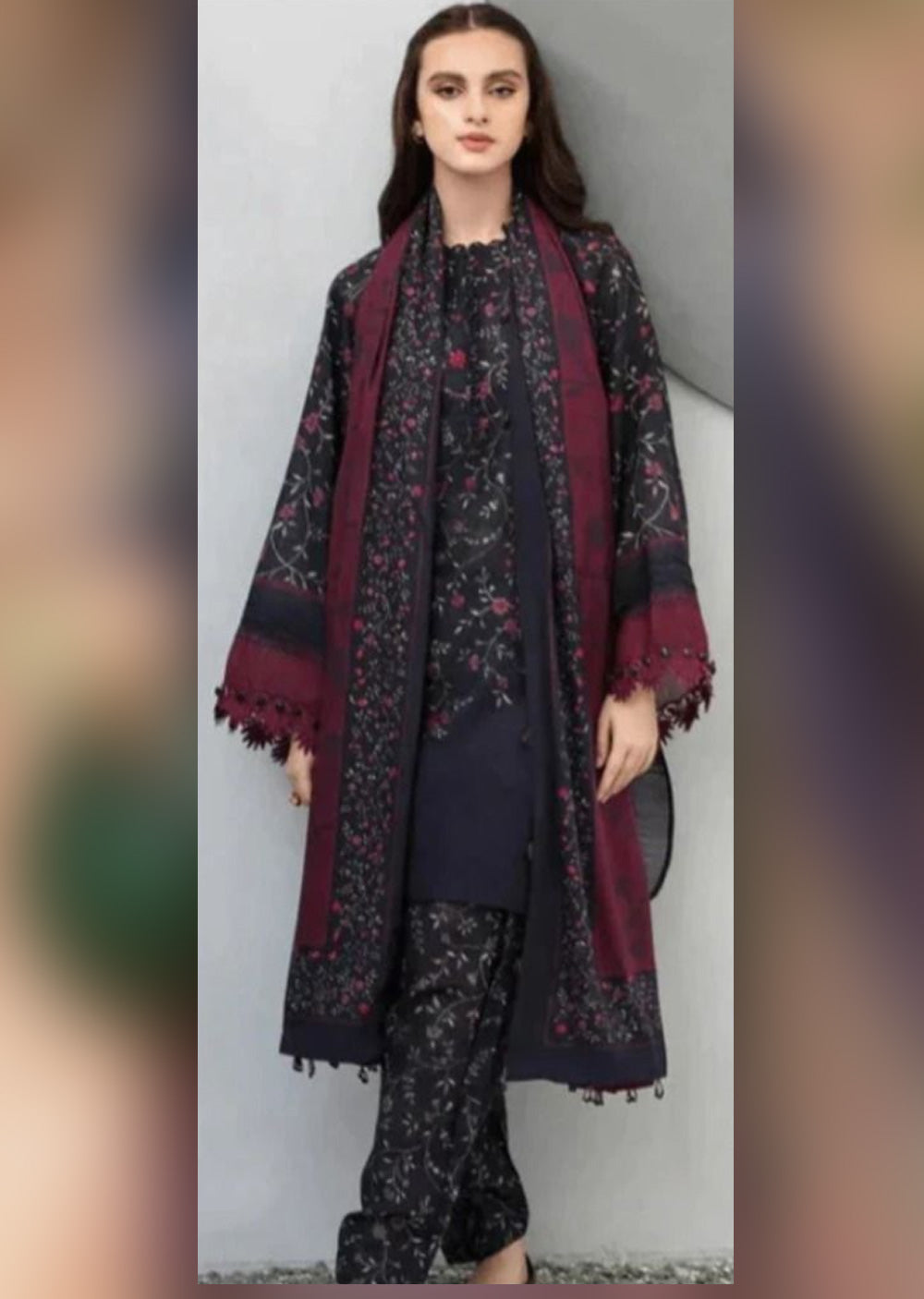 BTMR-02 - Purple - Unstitched - Baroque Inspired Dhanak Suit 2025 - Memsaab Online