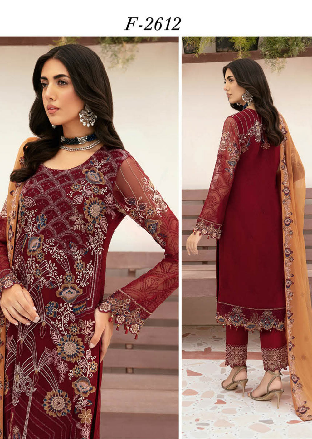 F-2612 - Unstitched - Ramsha Chiffon Collection Vol 26 2024 - Memsaab Online