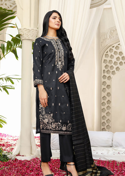 KLD314 / KLD1009 Dinah - Black Readymade Khadi Net Suit - Memsaab Online