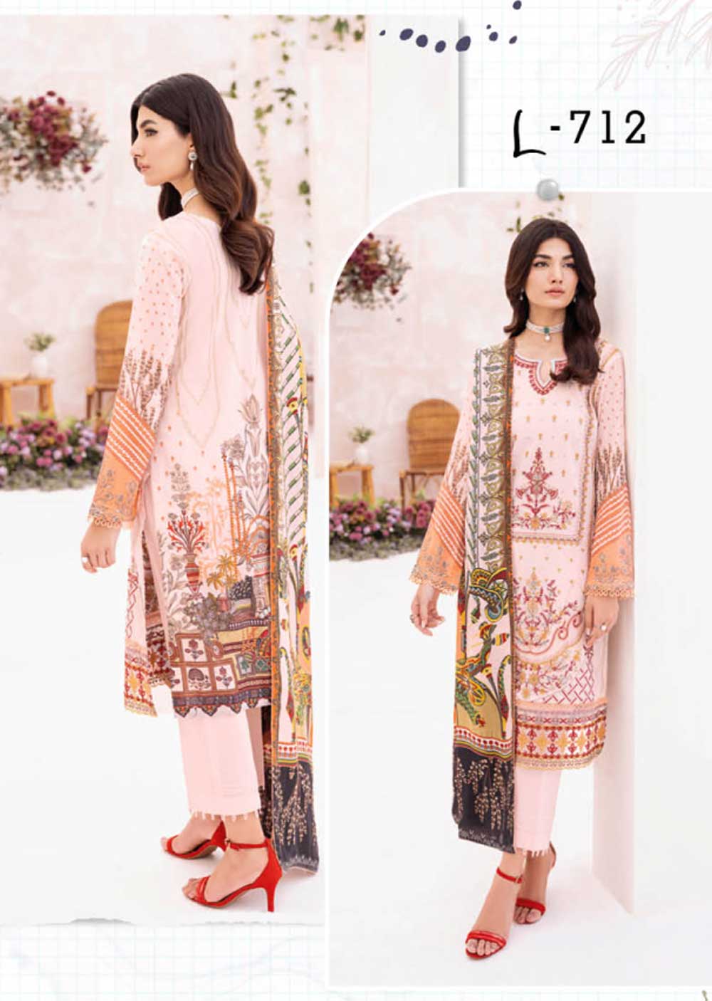 L-712-R - Readymade - Ramsha Mashaal Luxury Lawn Vol 07 2023 - Memsaab Online