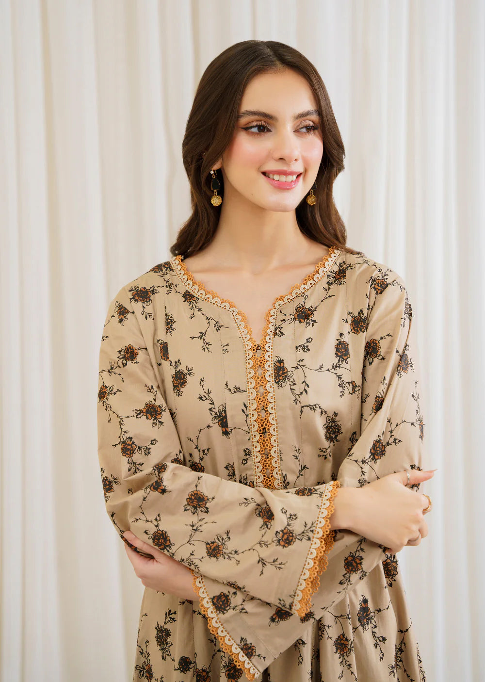 Gul Mohr - Readymade 3 Piece Cotton Suit - Memsaab Online