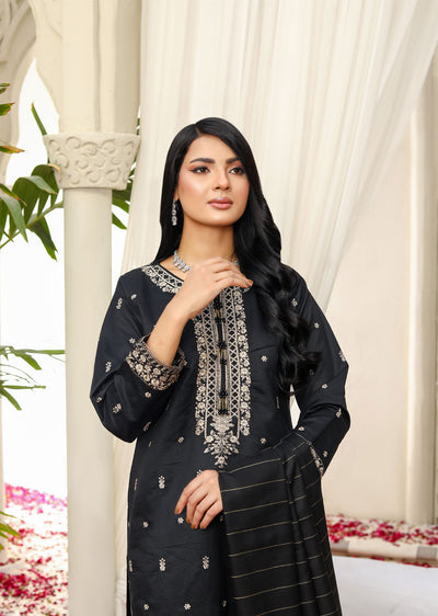 KLD314 / KLD1009 Dinah - Black Readymade Khadi Net Suit - Memsaab Online