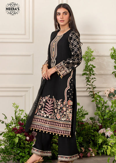 HSS-172 - Readymade - Black Majestic Embroidery suit by Heeras - Memsaab Online