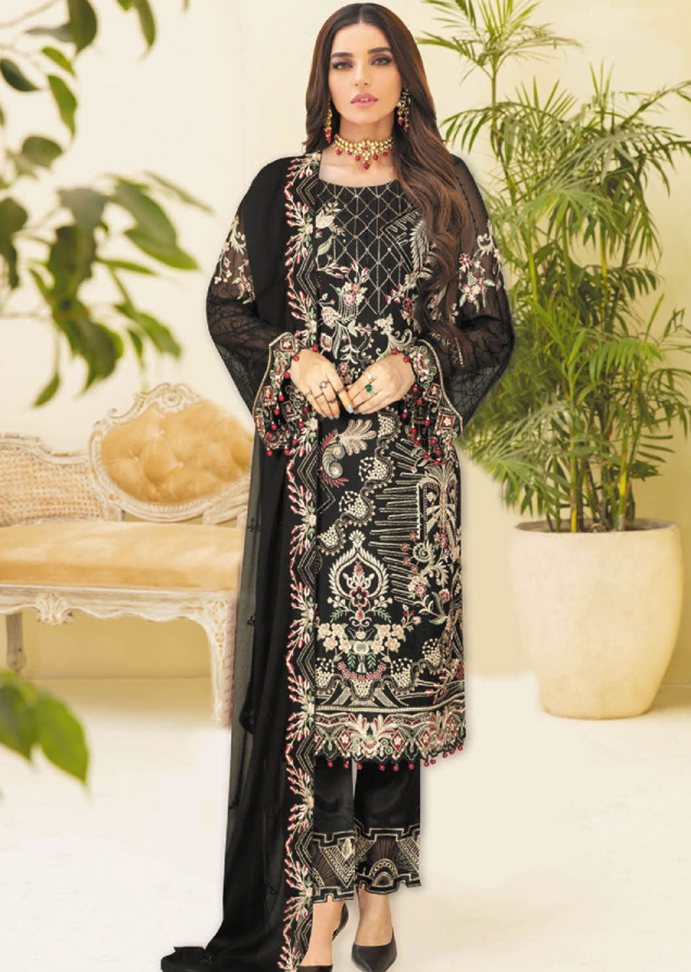 N-1301 - Unstitched - Nayab Weightless Chiffon Collection by Ramsha Vol 03 2023 - Memsaab Online