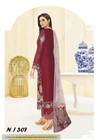 N-1307 - Unstitched - Nayab Weightless Chiffon Collection by Ramsha Vol 03 2023 - Memsaab Online