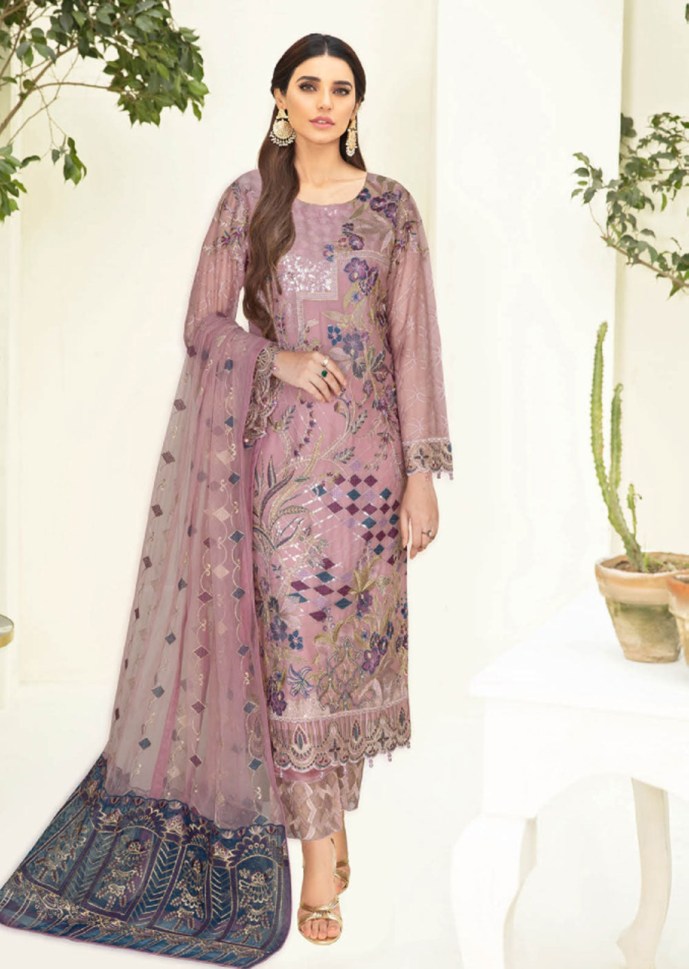 N-1309 - Unstitched - Nayab Weightless Chiffon Collection by Ramsha Vol 03 2023 - Memsaab Online