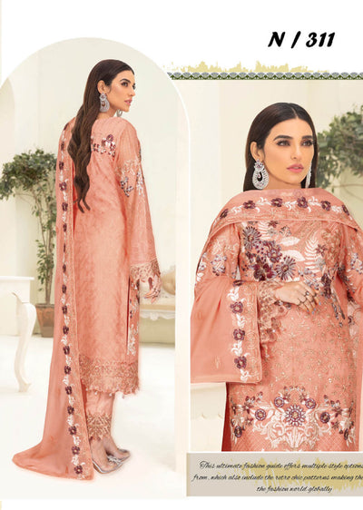 N-1311 - Unstitched - Nayab Weightless Chiffon Collection by Ramsha Vol 03 2023 - Memsaab Online