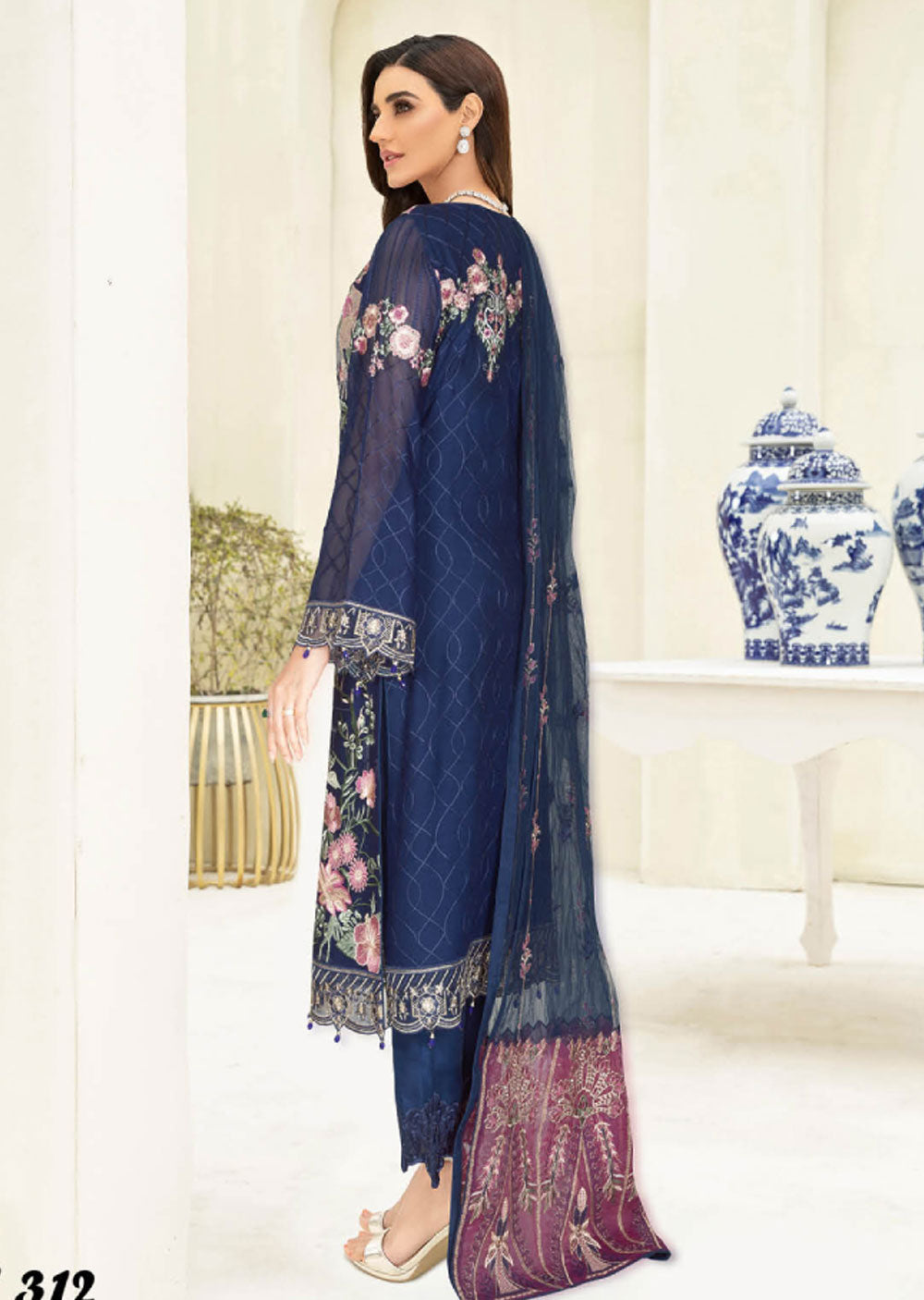 N-1312 - Unstitched - Nayab Weightless Chiffon Collection by Ramsha Vol 03 2023 - Memsaab Online