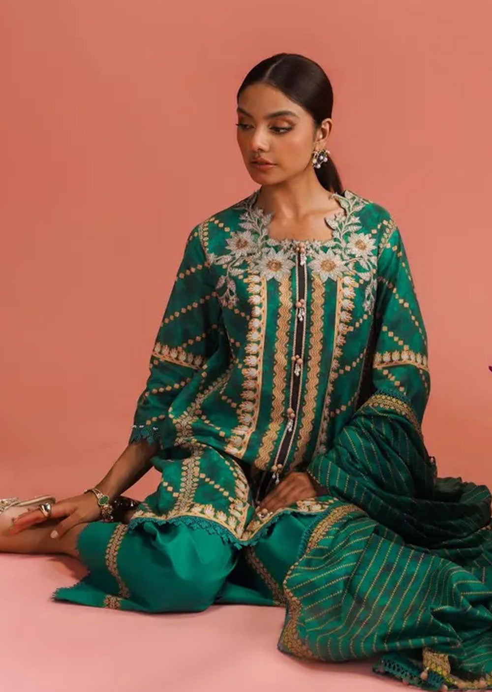 MZN-13-B - Unstitched - Mahay Summer Collection by Sana Safinaz 2023 - Memsaab Online