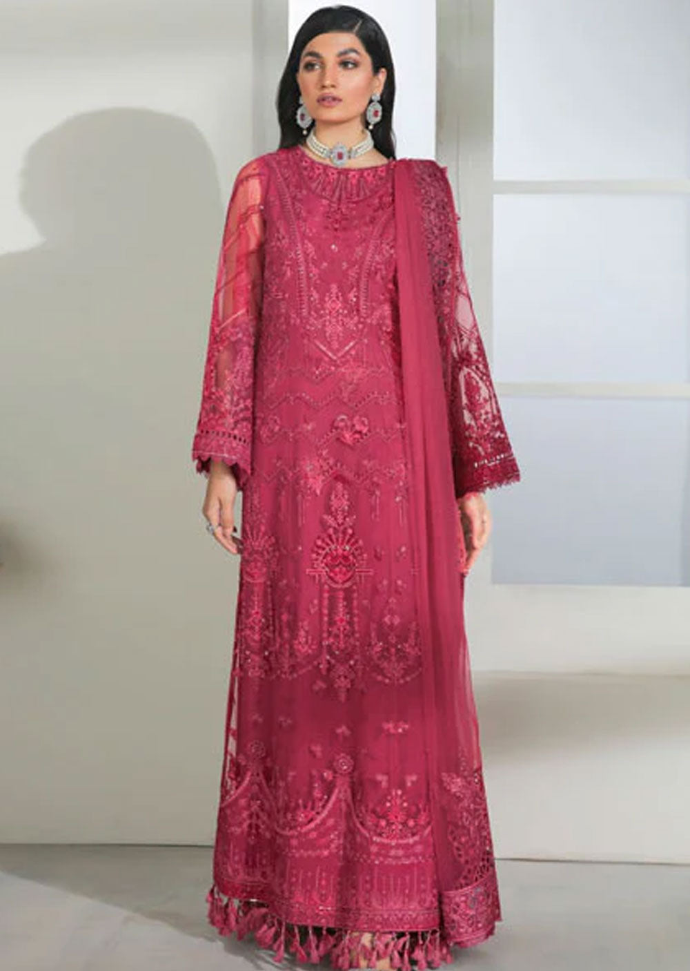 UF-181 - Readymade - Baroque Embroidered Net Suit 2024 - Memsaab Online