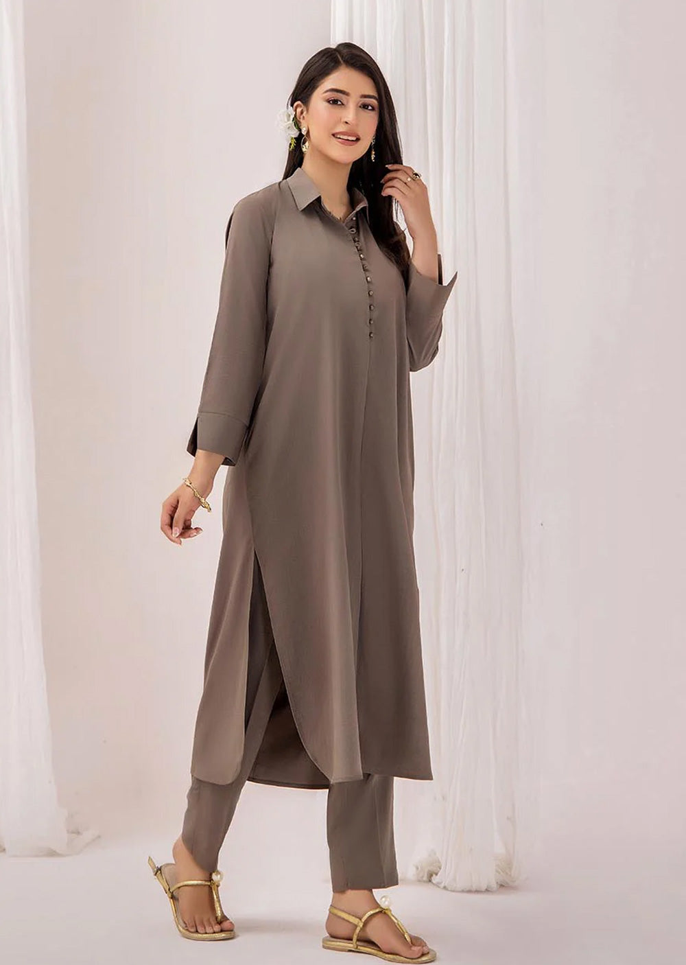 F-139 - Brown - Readymade - Khuda Baksh Ouftit - Memsaab Online