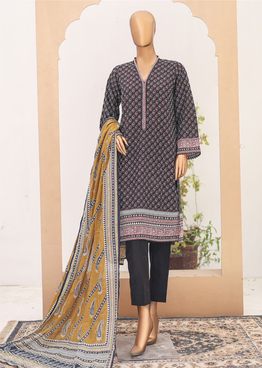 BNS-113 Bin Saeed Printed Cotton Lawn Suits 2024 - Memsaab Online