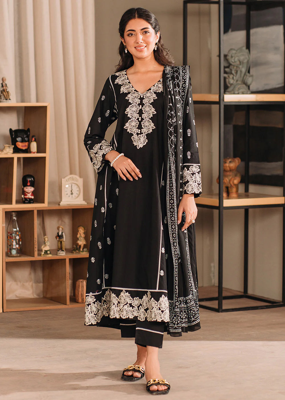 RIVERIA- Readymade 3 Piece Cotton Suit - Memsaab Online