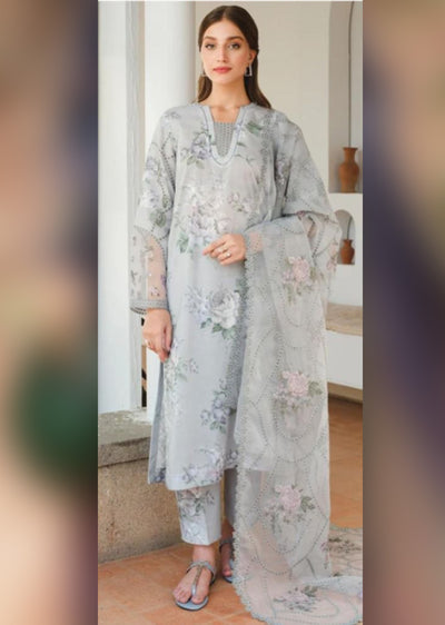 BTMR-01 - Grey - Unstitched - Baroque Inspired Dhanak Suit 2025 - Memsaab Online