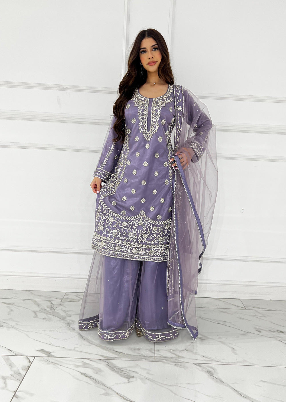 RH2110 ZENA - Lilac Fancy Net Outfit - Memsaab Online