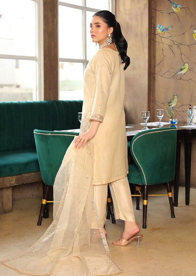 KLD323 Maya - Gold Readymade Organza Suit - Memsaab Online