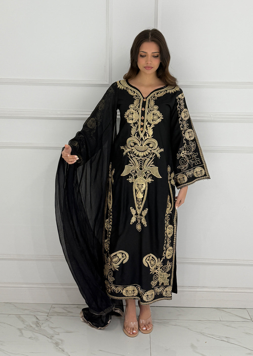 HK273 Riya - Black Linen Oufit - Memsaab Online