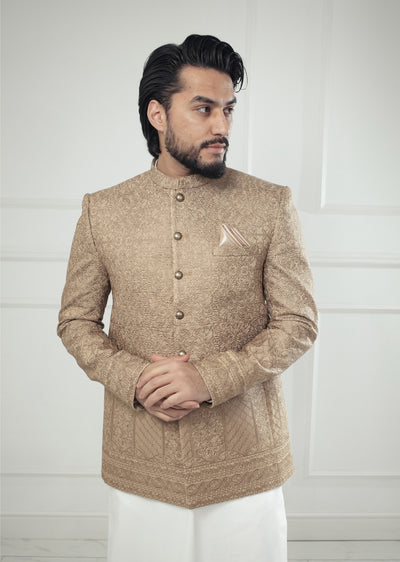 PC-712 - Gold Mens Embroidered Prince Coat - Memsaab Online