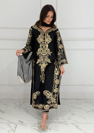 HK273 Riya - Black Linen Oufit - Memsaab Online