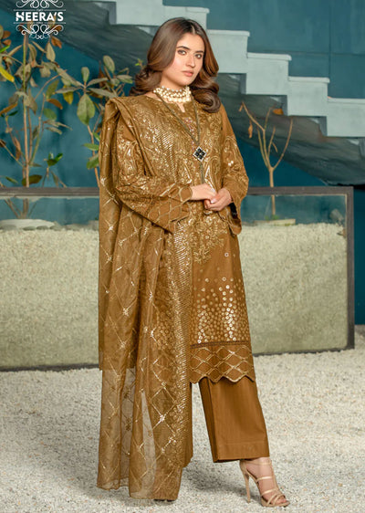 HSS-143 - Readymade Brown Cotton Suit - Memsaab Online