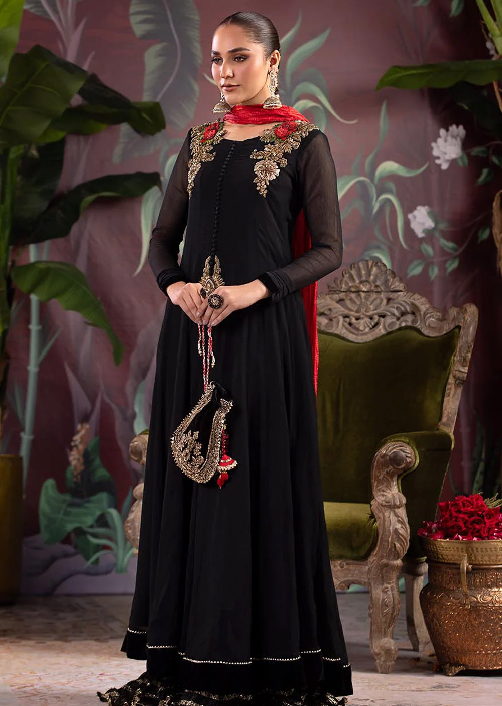 P-266 - Black - Readymade - Khuda Baksh Ouftit - Memsaab Online