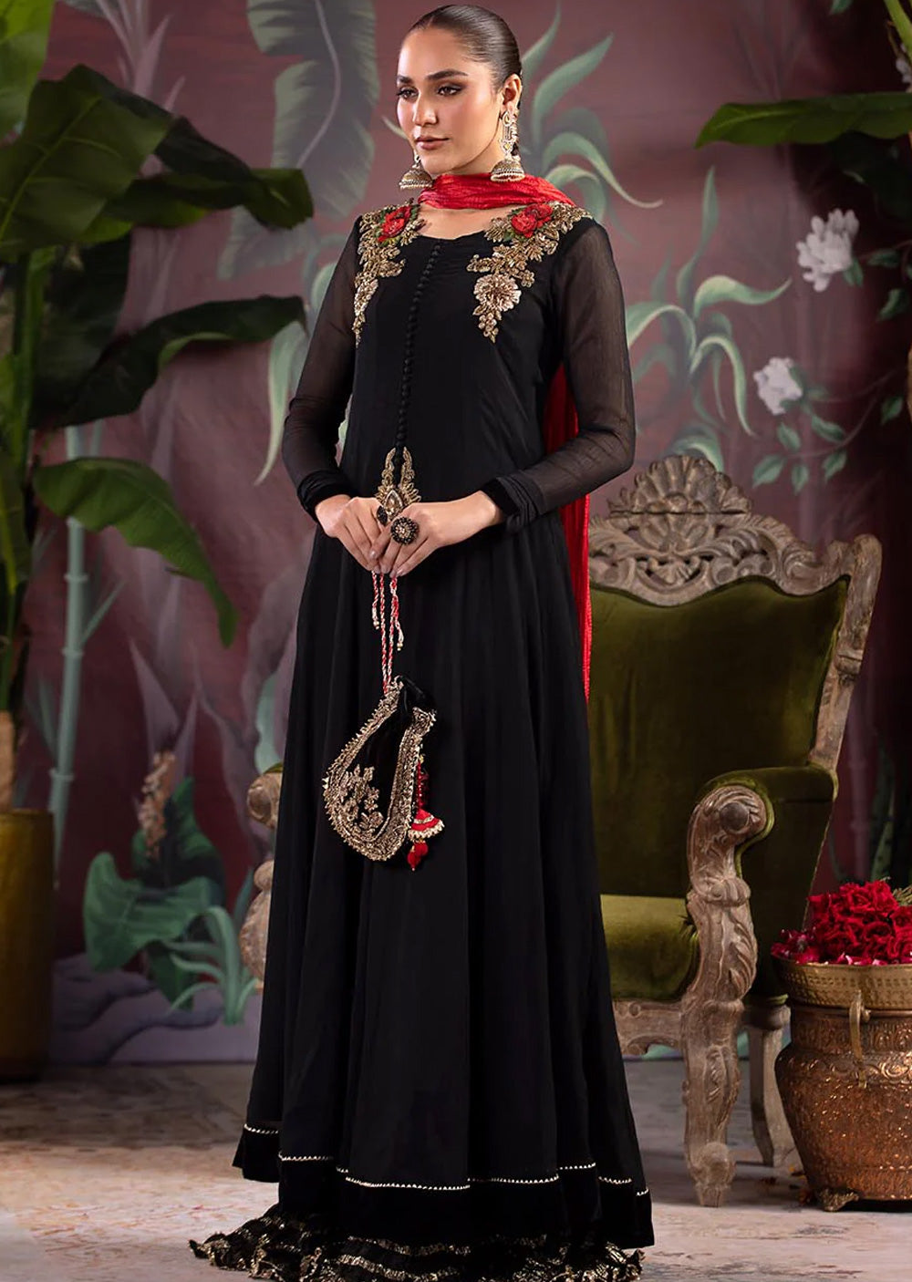 P-266 - Black - Readymade - Khuda Baksh Ouftit - Memsaab Online