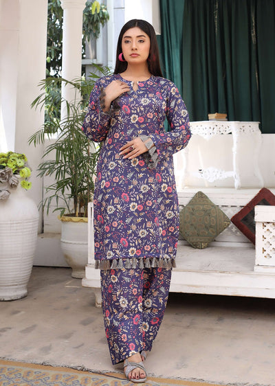 BUT-101 - Purple S.Prints Printed Lawn Co-ords - Memsaab Online
